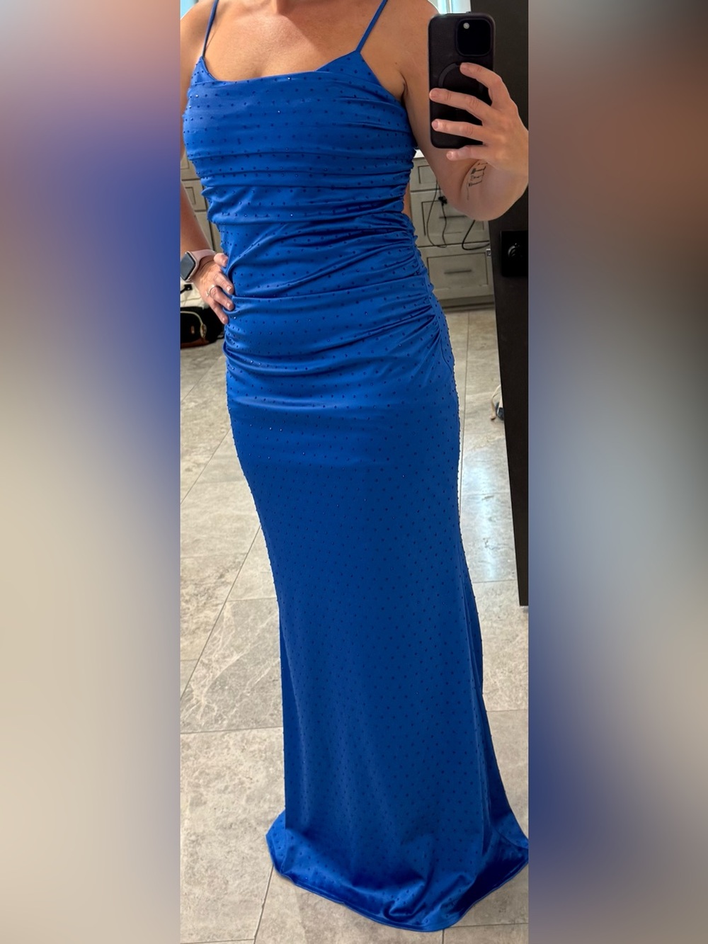 Midnight Doll Royal Blue Ruched Evening Gown, Size 11